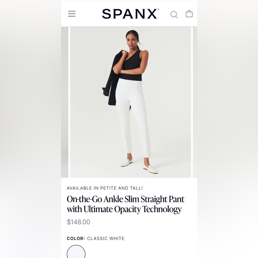 SPANX On-the-Go Ankle Slim Straight Pant white Medium